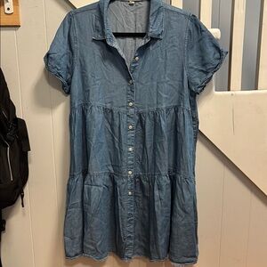 Thread & Supply Blue Tiered Sundress with Notched Collar